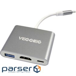 Port replicator VEGGIEG USB-C to USB3.0/HDMI/PD (TC03)