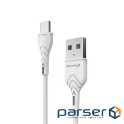 Дата кабель USB 2.0 AM to USB-C 2.0m 2.4A white Grand-X (PC-02W)