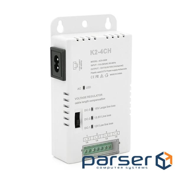 Імпульсний блок живлення з регулюванням напруги 12 / 13,5 / 15V-4.2A / 4CH по 1А, у (12V-42A / 4CH)