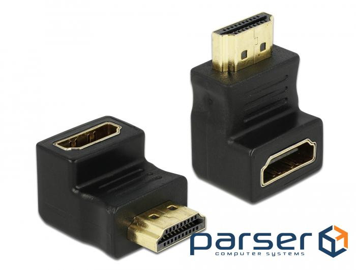 Перехідник моніторний Lucom HDMI M/F (адаптер), 90вниз 4K@60Hz v2.0 Gold (62.09.8229-1)