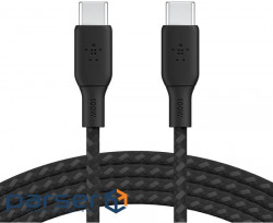 Belkin charging/synchronizing cable USB-C > USB-C 3m, 100W, braided, black (CAB014BT3MBK)