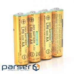 Батарейка щелочная MITSUBISHI 1.5V AA/LR6, 4S shrink pack, 200pcs/ctn (MS/LR6GK/4SNBC)