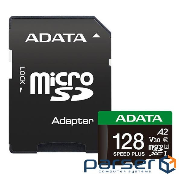 Карта пам"яті ADATA 128GB microSD class 10 UHS-I U3 V30 A2 Speed Plus (UD128GUI3V30A2SP-RA1)
