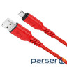 Кабель HOCO X59 USB to Micro 2.4A, 1m, nylon, TPE connectors, Red (6931474744906)