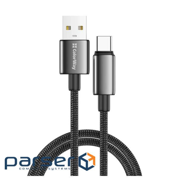 Дата кабель USB 2.0 AM to USB-C 2.0m 3A zinc alloy braided black ColorWay (CW-CBUC099-BK)
