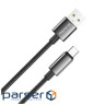 Дата кабель USB 2.0 AM to USB-C 2.0m 3A zinc alloy braided black ColorWay (CW-CBUC099-BK)