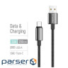 Дата кабель USB 2.0 AM to USB-C 2.0m 3A zinc alloy braided black ColorWay (CW-CBUC099-BK)
