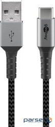 Кабель пристроїв USB Type-C-2.0A M/M 1.0m,(USB2.0) PD=60W Textile Metal Cu,чорний (75.04.9296-1) (75.04.9296-1)