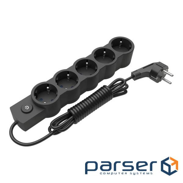 Удлинитель блочный (PP) Electrum 5 розеток 3 м с выключателем и заземлением Black (C-ES-1548)