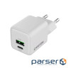Зарядний пристрій Canyon CU20AC GaN 20W 1xPD 1xQC EU White (CNS-CUW20AC)