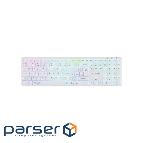 CANYON keyboard HKB-W11 UK/US RGB Dual Mode Wireless White (CNS-HBTK11W)