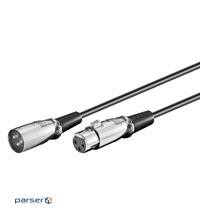 Кабель Goobay аудіо-подовжувач XLR 3p M/F 2.0m,Metal корпус D=5.5mm,чорний (75.05.0705-1)