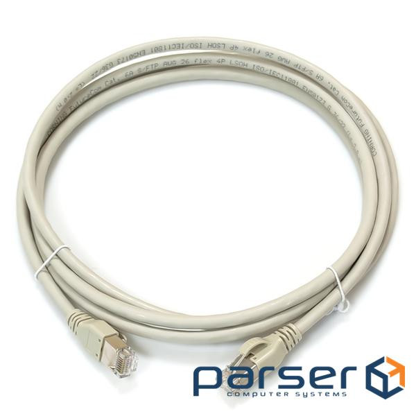 Патч-корд S500 S/FTP FutureCom, 1.5 м, кат. 6a, LSZH, сірий, Corning (CCAAGB-G1002-A015-C0) , Corning (CCAAGB-G1002-A015-C0)