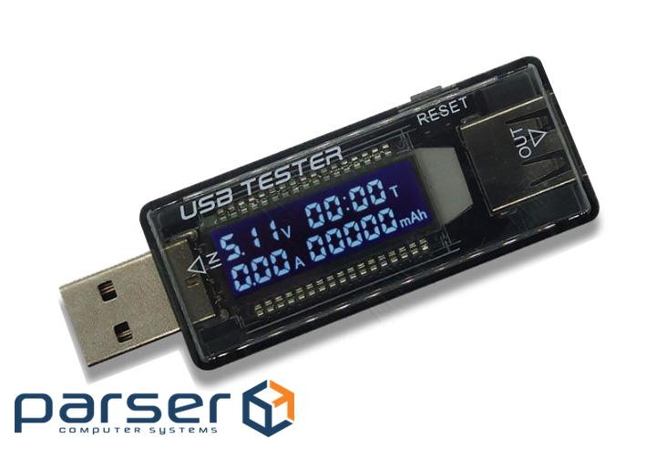 USB тестер Dynamode напруги (3-20V), сили струму (0-3A) та заряду батареї (0-99999 mAh), год (KWS-V21)