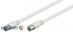 Кабель антенний-подовжувач RF:Coaxial M/F 1.0m,D=5.0mm 2xShielded (96жил),білий (75.06.6612-1) (75.06.6612-1)