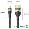 Кабель HDMI M - Micro HDMI M, 1.0 м, V2.0 8K 60Гц Aluminum Alloy Type, Green Vention (AGKGF)