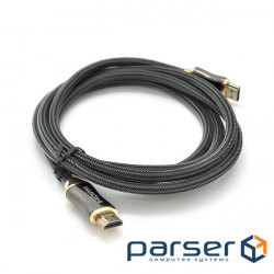 Кабель VEGGIEG HX-3 HDMI-HDMI 2K*4K, 3.0m, v2,0, OD-7.0mm, круглий, обплетення , (YT-HDMI(M)/(M)HX-3)