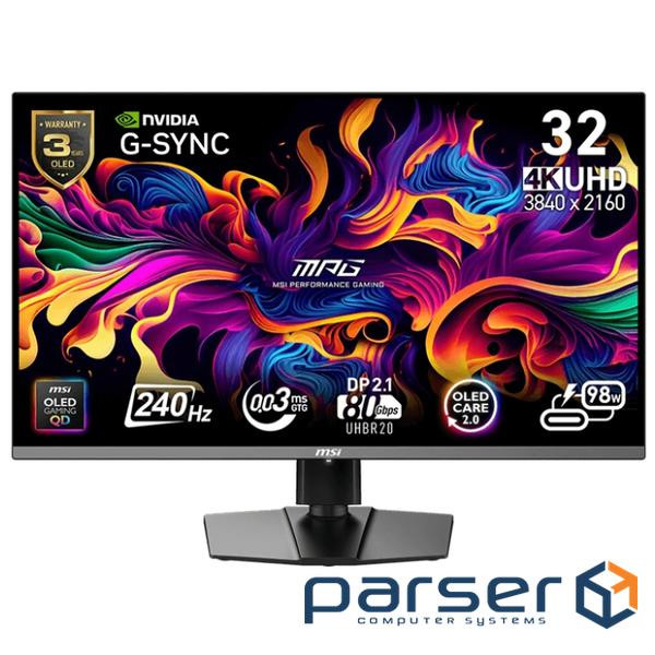 Монітор QD-OLED 31.5" UHD (3840 x 2160) 0.03ms 24 0Hz 178/178/2HDMI/DP/TypeC98W (MPG 322URX QD-OLED)