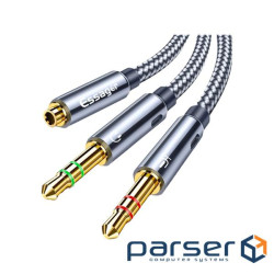 Кабель мультимедійний 3.5mm F to 2x3.5mm M 0.25m black Essager (EYPS35-TLB0G)