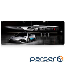 Коврик 300*700 тканинний Mercedes-AMG з боковою прошивкою, товщина 2 мм, Gray, Пакет (C17373)