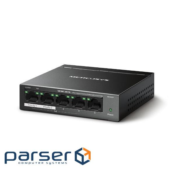 5-портовий настільний гігабітний комутатор з 4 пор тами РоЕ, MS105GP MERCUSYS MS105GP , MS105GP MERCUSYS MS105GP