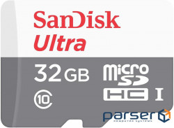 Карта памяти SanDisk 32GB microSDHC C10 UHS-I R100MB/s Ultra (SDSQUNR-032G-GN3MN)