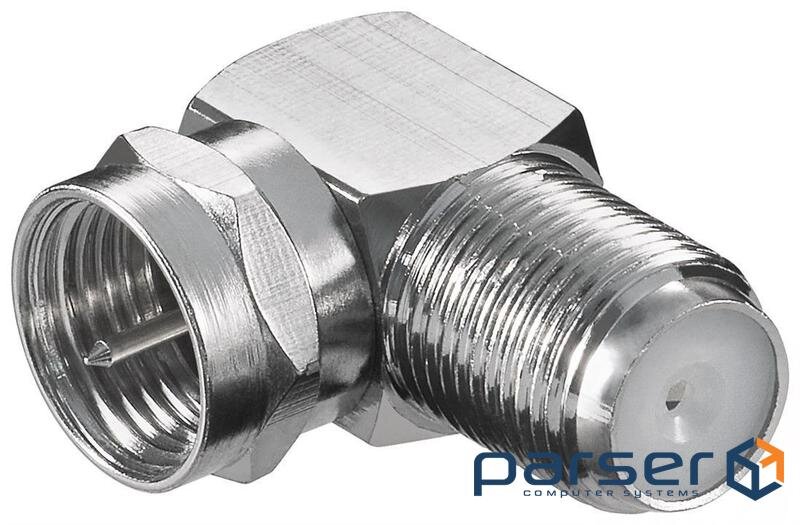 Перехідник Goobay антенний RF:F M/F,адаптер 90 L=23.8mm Zinc Cu (75.01.1390-1)