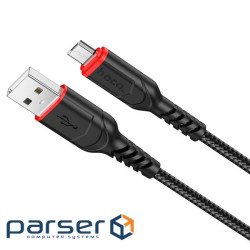 Кабель HOCO X59 USB to Micro 2.4A, 1m, nylon, TPE connectors, Black (6931474744890)