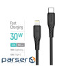 Дата кабель USB-C to Lightning 1.0m PD30W textured PVC black ColorWay (CW-CBPDCL094-BK)