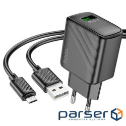 Зарядний пристрій HOCO CS21A Rich USB QC3.0 + cable USB to Micro 5P Black (6942007609890)