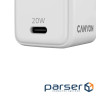 Зарядний пристрій Canyon CU20C GaN 20W 1xPD EU White (CNS-CUW20C)