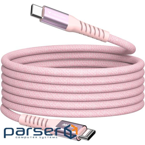 Магнітний кабель живлення та синхронізації Verbatim 100 Вт /USB-C-USB-C /120 см-рожевий (31857)