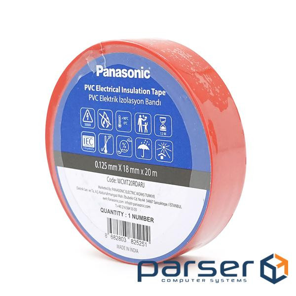Ізолента ПВХ PANASONIC 0,125мм * 18мм * 20м (червона), діапазон робочих температур: ві (WCMT20RDARJ)