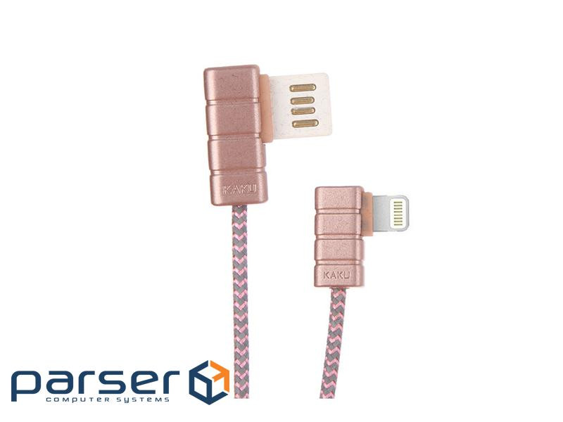 Кабель iKAKU Gallop series for iphone, Rose-Gold, довжина 1м , 2.4A, BOX (13077)