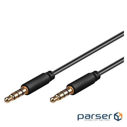 Кабель аудіо-сигнальний Jack 3.5mm 4pin M/M 1.5m,Shielded Cu,чорний (75.06.3828-100) (75.06.3828-100)