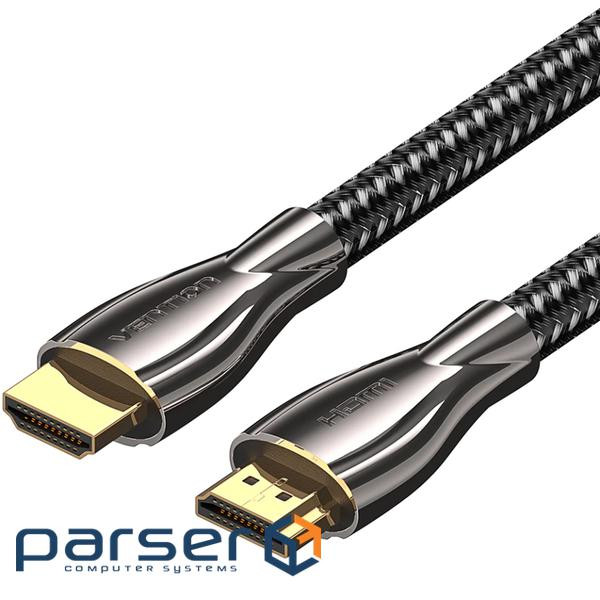 Кабель мультимедійний HDMI M to HDMI M 1.0m 4K60Hz cotton braided black zinc alloy Vention (ALMBF)