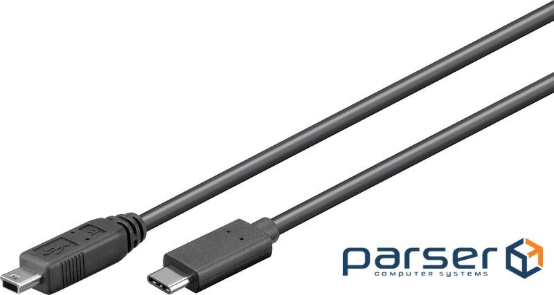 Перехідник обладнання USB Type-C-2.0mini 5p M/M 0.5m,(USB2.0) AWG24+26 D=5.0mm Cu,чорни (75.06.7989) (75.06.7989)