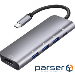 Порт-реплікатор VEGGIEG USB-C to USB3.0x3/HDMI/SD/TF (TC07-S)