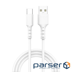 Дата кабель USB 2.0 AM to USB-C 1.0m 3A white Grand-X (PC-05W)