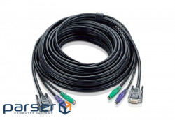 30.0 м. подовжувач кабелю/ шнура для PS/ 2 КВМ (1 х HDB-15 Male + 2 х Mini-DIN-6 Male, 1 (2L-1030P)