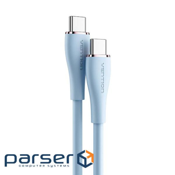 Кабель Vention USB 2.0 C Male to C Male 5A Cable 1.5M Light Blue Silicone Type (TAWSG)