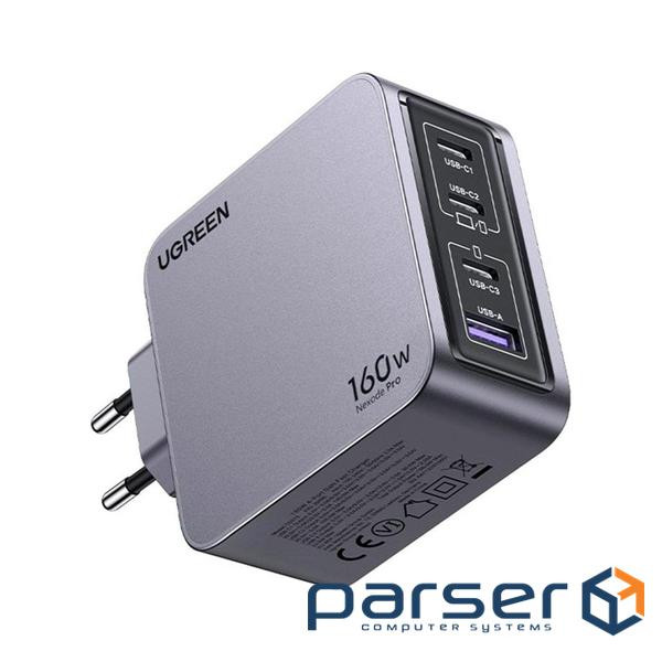 Зарядний пристрій Ugreen 4xUSB 160W (3xUSB-C + USB-A) Gan Nexode Pro X763 (25877)