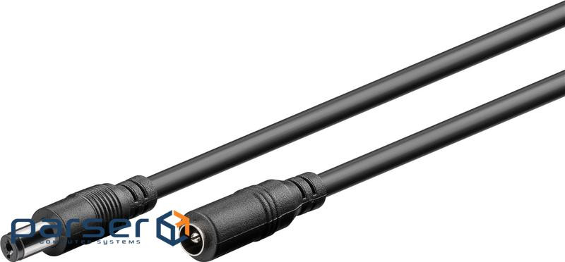 Кабель живлення-подовжувач Jack DC M/F 1.5m,5.5x2.1mm AWG20 D=5.0mm Cu,чорний (75.07.6635-1)