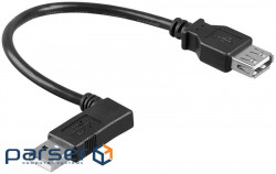 Кабель пристроїв-подовжувач Lucom USB2.0 A M/F 0.5m,AWG24+28 90вліво 2xShielded (25.02.5084-1)