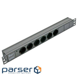 Блок на 6 разів. ньому. станд. 10А без шнура з індикатором Kingda 19