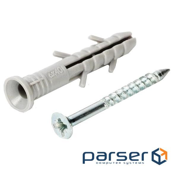 Дюбель-цвях швидкого монтажу поліетиленовий потайний 6х40 (пач.100шт .) APRO SMTP-60040