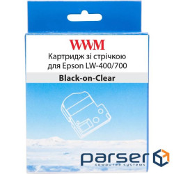 WWM tape cartridge for Epson LW-400/700 12mm x 8m Black-on-Clear (WWM-ST12K)
