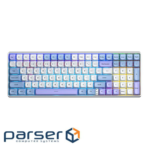 Клавіатура бездротова AULA S100pro KRGD Red Switch Bluetooth/2.4G/Type-C White - Blu (6948391205762)