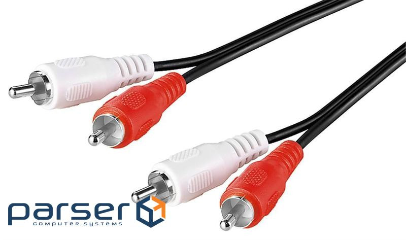 RCA audio signal cable 2x2 M/M 2.5m, D=2x2.6mm PVC Nickel, black (75.05.0029-110)