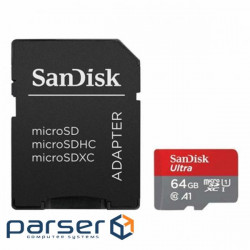 Memory card SANDISK microSDXC Ultra 64GB UHS-I A1 Class 10 + SD-adapter (SDSQUAB-064G-GN6MA)